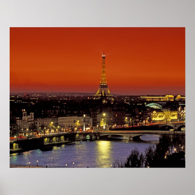Europa, Frankreich, Paris Sonnenuntergang mit Blic Poster (Vorne)