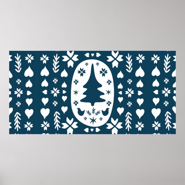 Europa Frohe Weihnachten-Doodle-Kunst mit Feste Poster (Vorne)