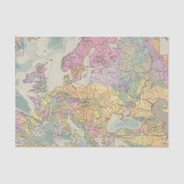 Europa - geologische Karte von Europa Seidenpapier (Vorderseite)