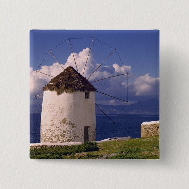 Europa, Griechenland, Mykonos. Ein auffallendes We Button (Vorderseite)