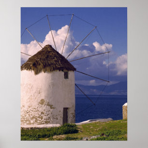 Europa, Griechenland, Mykonos. Ein auffälliges Wei Poster