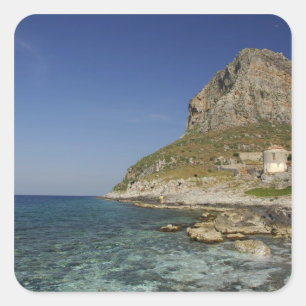 Europa, Griechenland, Peloponnes, Monemvasia. Die Quadratischer Aufkleber