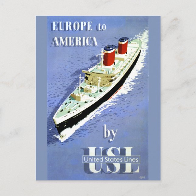 Europa in Amerika Vintage Travel Poster Postkarte (Vorderseite)