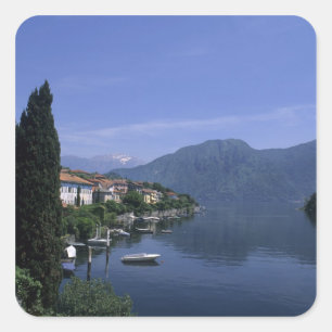 Europa, Italien, Comer See, Tremezzo. Norditalien Quadratischer Aufkleber