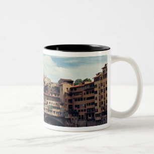 Europa, Italien, Florenz. Ponte Vecchio Zweifarbige Tasse