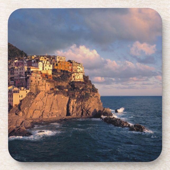 Europa, Italien, Manarola. Die Klippe ist gestrand Untersetzer (Vorderseite)