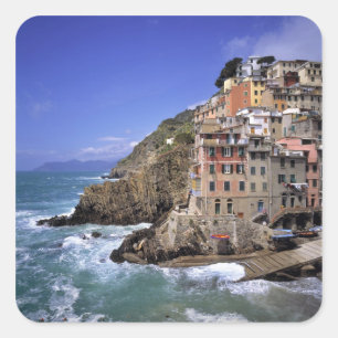 Europa, Italien, Riomaggiore. Riomaggiore ist geba Quadratischer Aufkleber