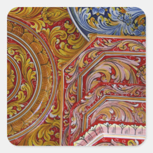 Europa, Italien, Sizilien, Taormina. Traditionell  Quadratischer Aufkleber