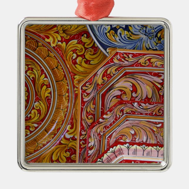 Europa, Italien, Sizilien, Taormina. Traditionell  Silbernes Ornament (Vorne)