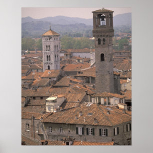 Europa, Italien, Toskana, Lucca, Stadtpanorama Poster