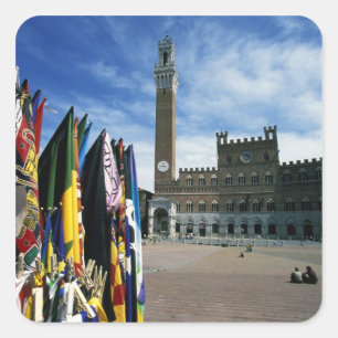 Europa, Italien, Toskana, Siena. Piazza del Quadratischer Aufkleber