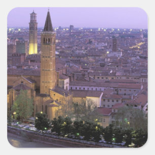 Europa, Italien, Venetien, Verona. Blick vom Caste Quadratischer Aufkleber