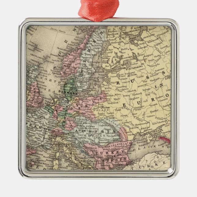 Europa-Karte durch Mitchell Silbernes Ornament (Vorne)