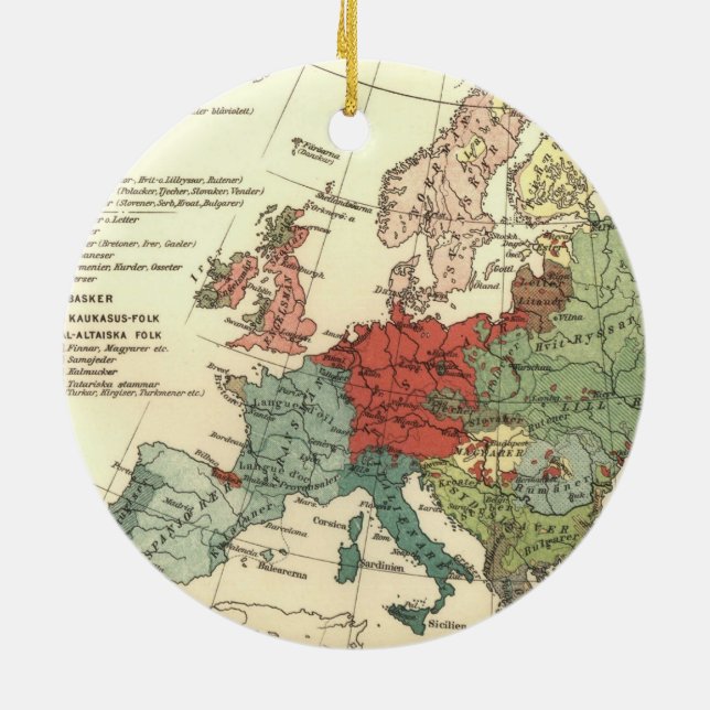 Europa-Karte-Länder - Weltantike Keramik Ornament (Hinten)
