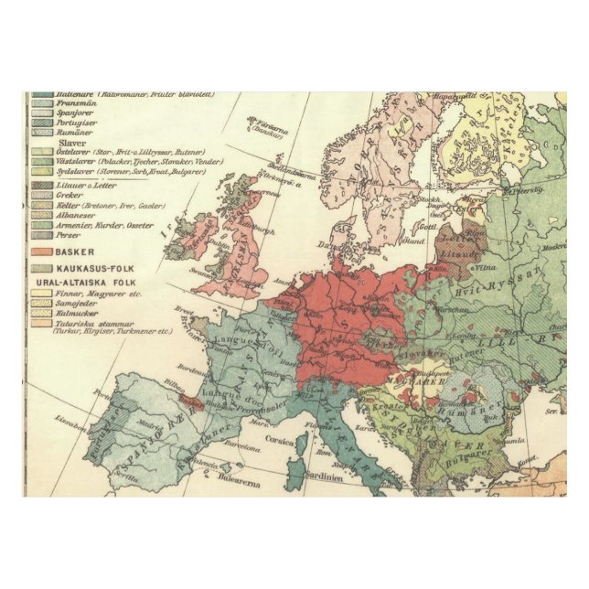Europa-Karte-Länder - Weltantike Tischdecke (Vorderseite (Horizontal))