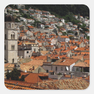 Europa, Kroatien. Die mittelalterliche Stadtmauer Quadratischer Aufkleber