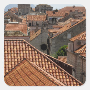 Europa, Kroatien. Mittelalterliche Stadtmauer von Quadratischer Aufkleber
