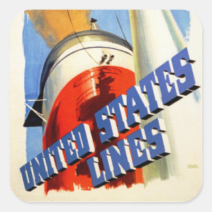 Europa nach Amerika ~ United States Lines Quadratischer Aufkleber