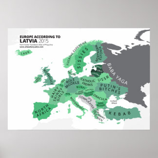 Europa nach Lettland Poster