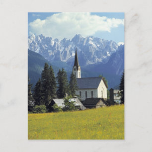 Europa, Österreich, Gosau. Der Turm der Kirche Postkarte