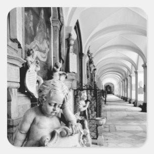 Europa, Österreich, Salzburg. Cherub und Denkmal 2 Quadratischer Aufkleber