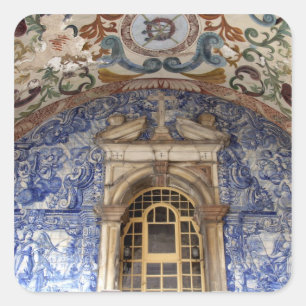 Europa, Portugal, Obidos. Farbenfrohe Architektur Quadratischer Aufkleber