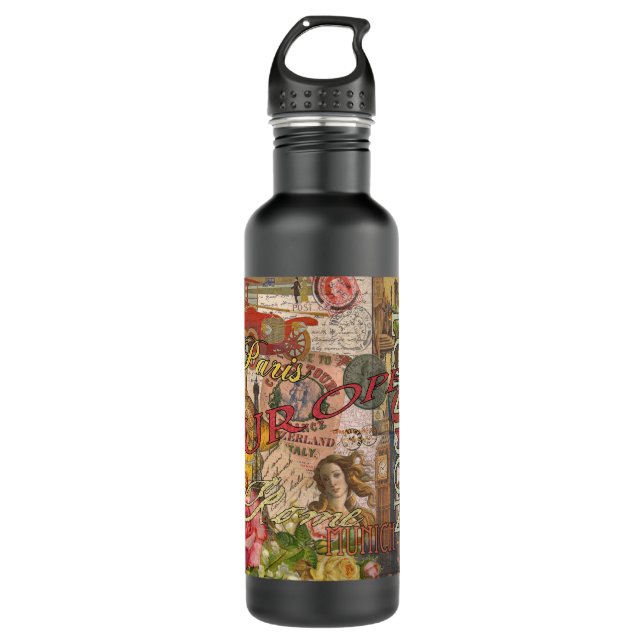 Europa Reisen Vintag Paris Frankreich Kunst Edelstahlflasche (Vorderseite)