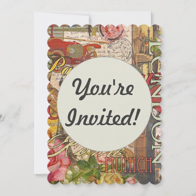 Europa Reisen Vintag Paris Frankreich Kunst Einladung (Vorderseite)