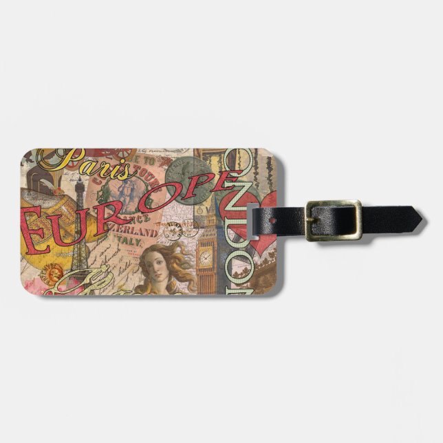 Europa Reisen Vintag Paris Frankreich Kunst Gepäckanhänger (Vorderseite horizontal)