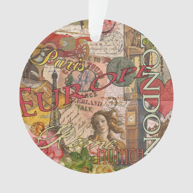 Europa Reisen Vintag Paris Frankreich Kunst Ornament (Vorderseite)