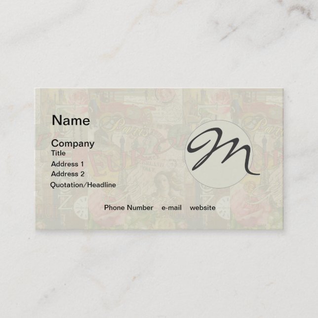 Europa Reisen Vintag Paris Frankreich Kunst Visitenkarte (Vorderseite)