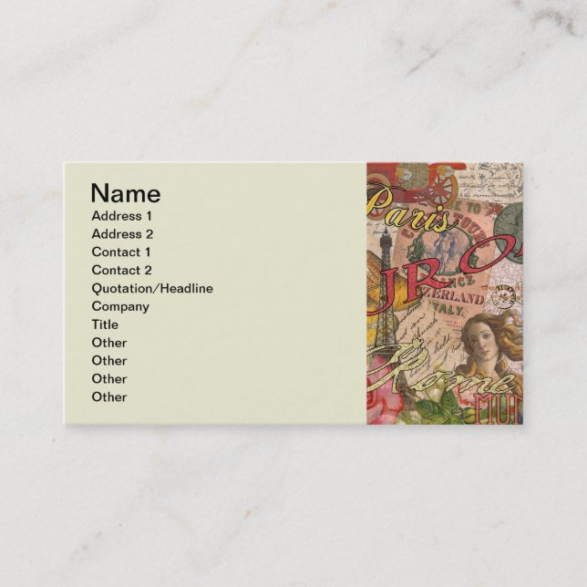Europa Reisen Vintag Paris Frankreich Kunst Visitenkarte (Vorderseite)