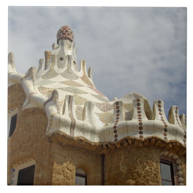 Europa, Spanien, Katalonien, Barcelona. Park Guell Fliese (Vorderseite)