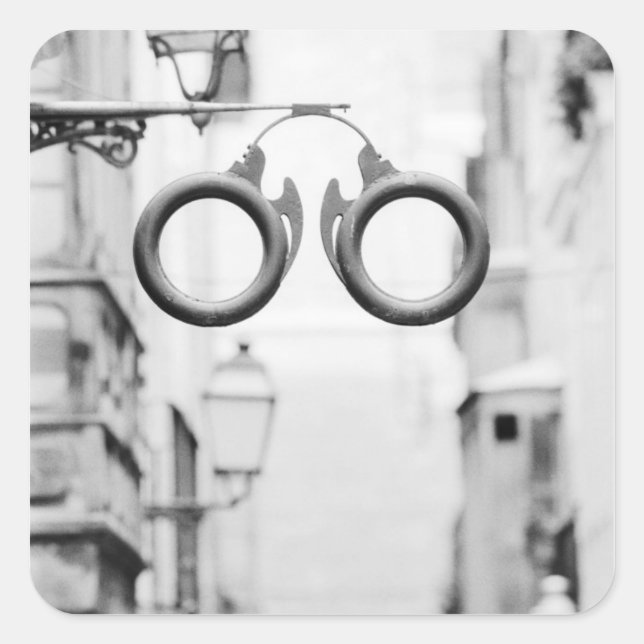 Europa, Spanien, Mallorca. Ladeschild Eyeglass, Quadratischer Aufkleber (Vorderseite)