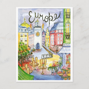 Europa, Stadt, Attraktionen, Vintage-Reise Postkarte
