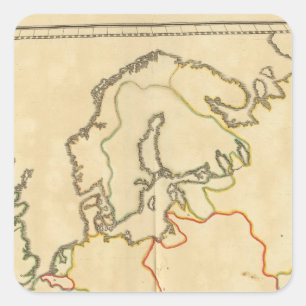Europa und bedeutende Stadt-Kontur Quadratischer Aufkleber