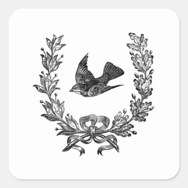 Europäische Aufkleber "Alte Welt" - Vogel/Kranz (Vorderseite)