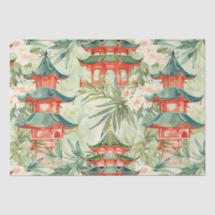 Europäische Chinoiserie-Pagodenwald-Wasserfarbe Seidenpapier