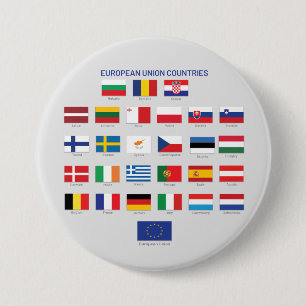 Europäische Gewerkschaften Flaggen der EU-Länder Button