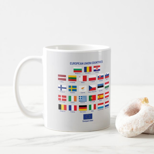 Europäische Gewerkschaften Flaggen EU-Länder Kaffe Kaffeetasse (Mit Donut)