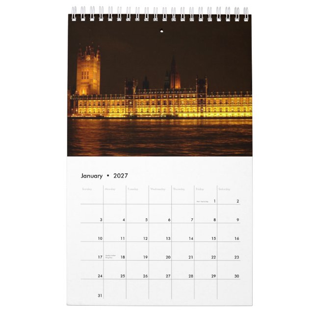 Europäische Hauptstädte Kalender (Jan 2027)
