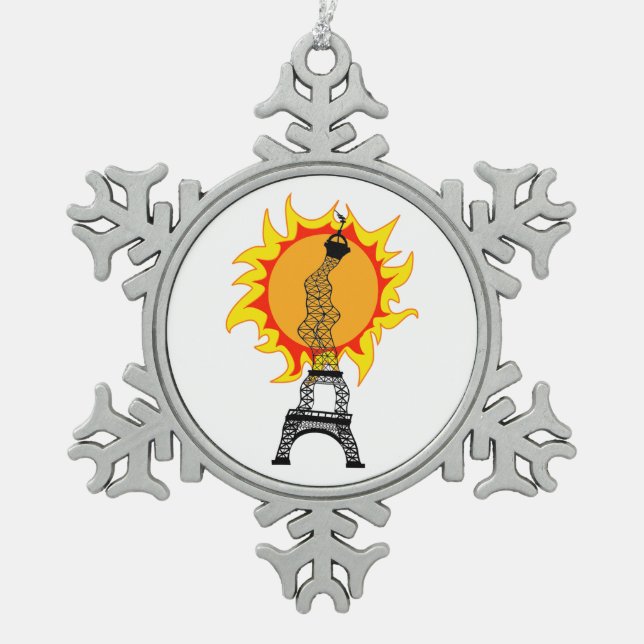 Europäische Hitzewelle Schneeflocken Zinn-Ornament (Vorderseite)