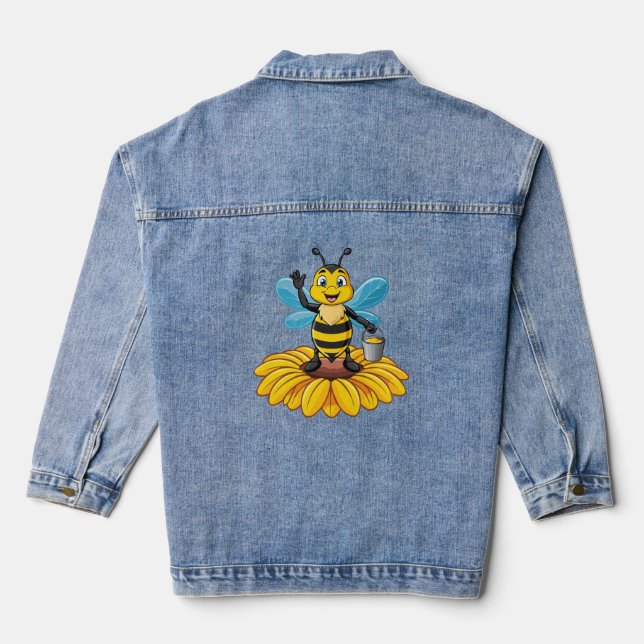 Europäische Honigbiene Jeansjacke (Rückseite)
