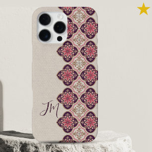 Europäische Rosa Lila Portugiesische Fliesen Monog iPhone 16 Pro Max Hülle