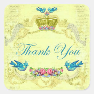 Europäische Royalty Crown und Birds-Sticker Quadratischer Aufkleber