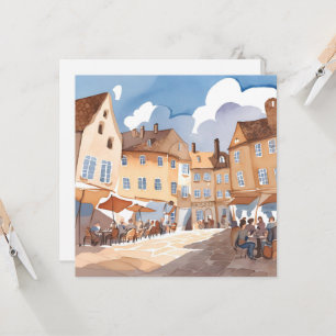 Europäische Stadt Ecke Aquarell-Malerei Karte