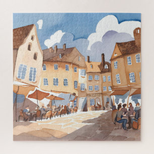 Europäische Stadt Ecke Aquarellmalerei Puzzle
