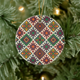 Europäische Stickerei im Vintage-Stil, abstraktes  Keramik Ornament