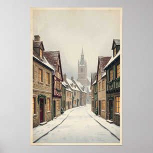 Europäische Winter Stadt Wandkunst Poster
