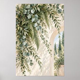 Europäischer Eukalyptus-Farn-Garten-Torbogen-Wandk Poster